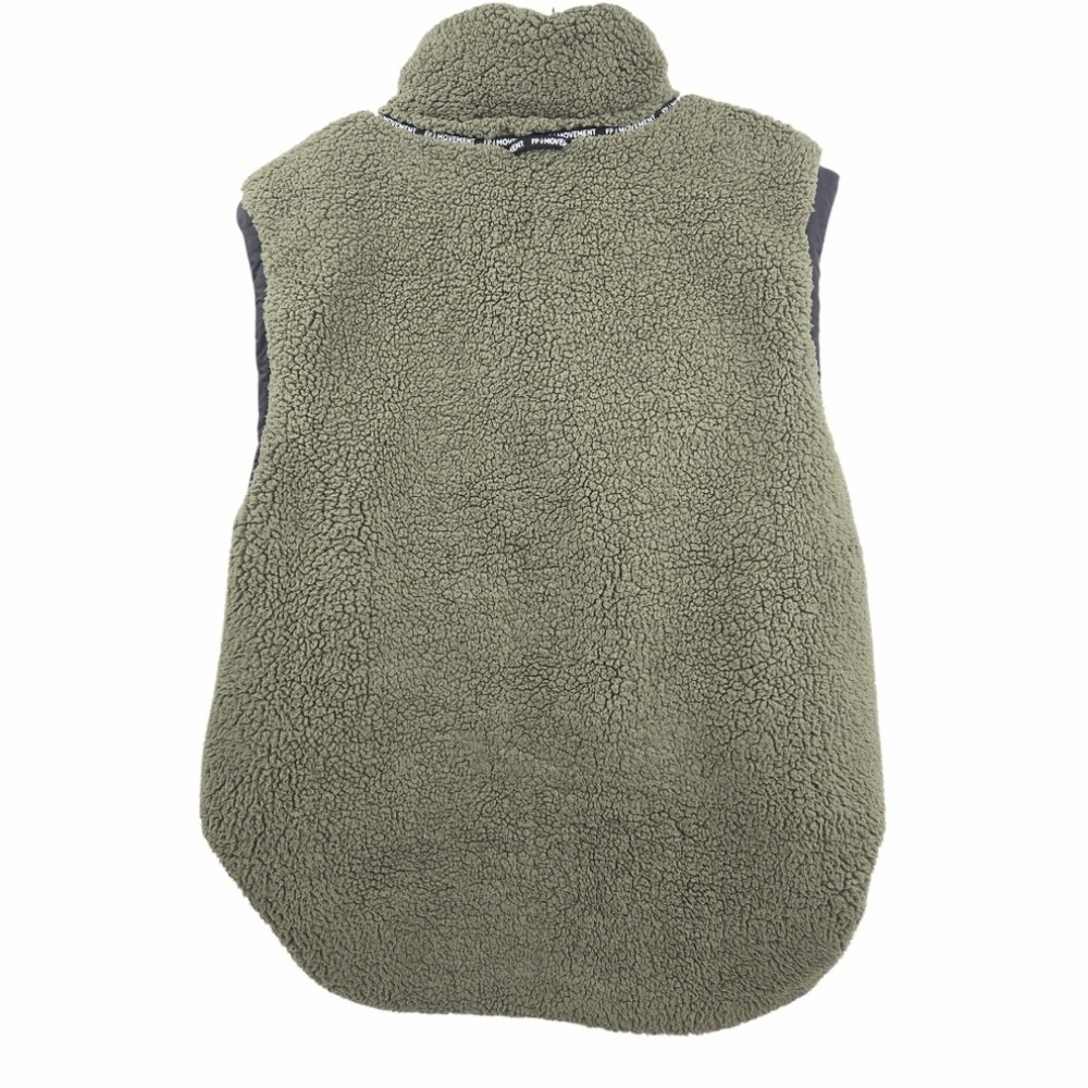 Free People Movement Venture On Vest Reversible Puffer Sherpa Green Black - Picture 10 of 16